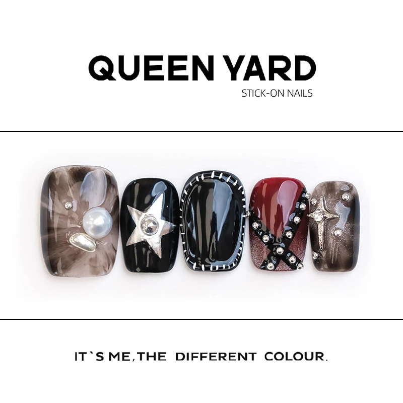 QUEENYARD【夜宴】暗黑冷酷风高级感美甲2025新款手工穿戴甲