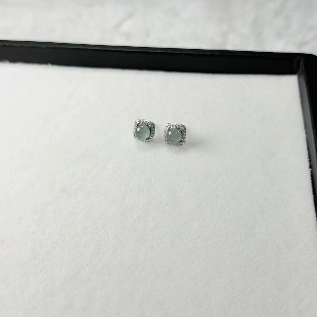 【睿泽赏宝】S925翡翠耳钉 多样性/有瑕 5*3 KL0060171