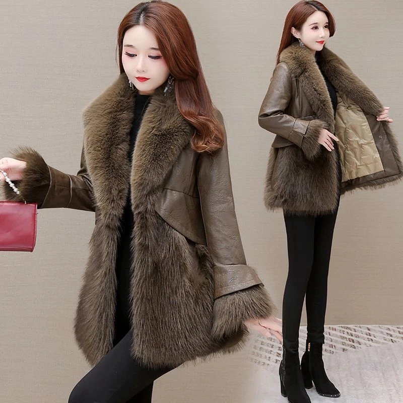 Y887中长款拼接外套女显瘦