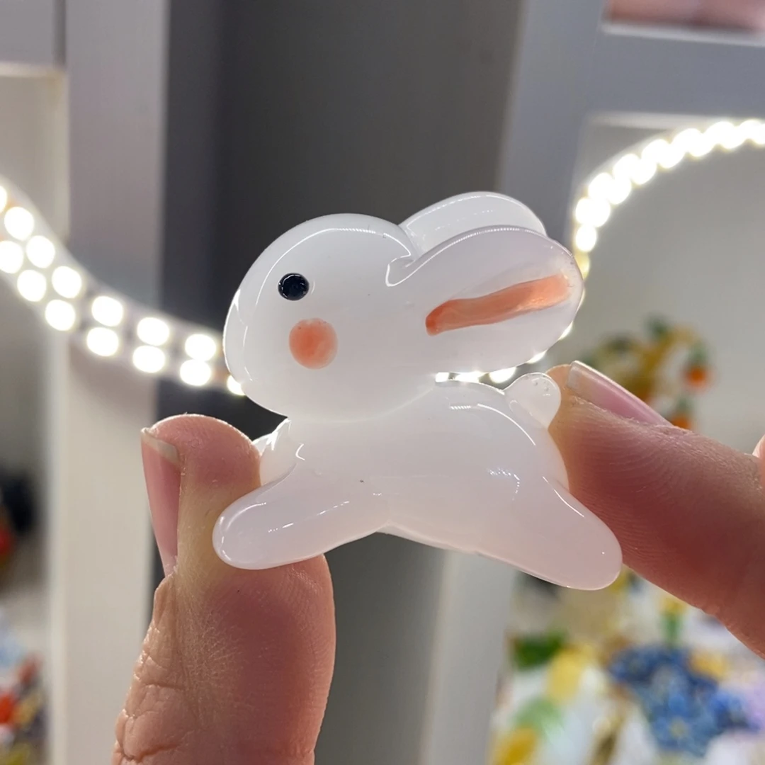 琉璃手工艺品兔子摆件