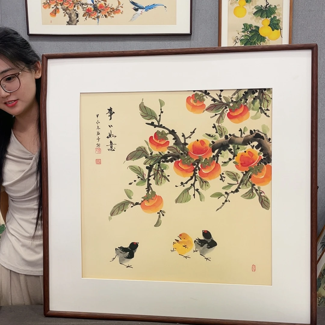 书法手绘带框尺寸：70*70