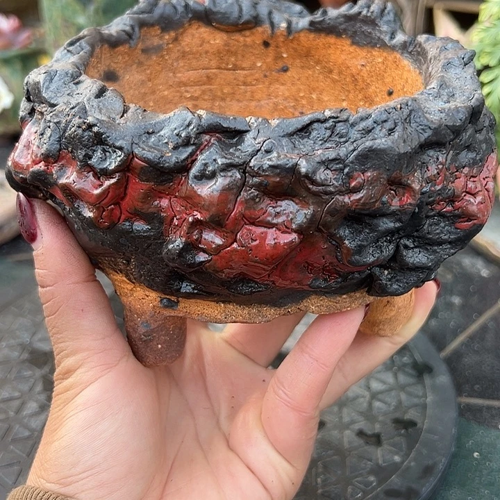 手工粗陶高温花盆