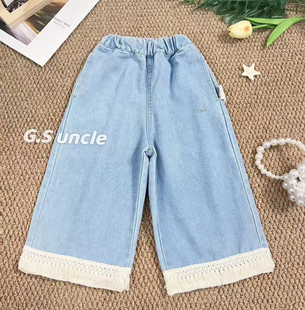 【伞花碟】童装女宝新品流苏休闲裤夏款女童百搭裤子夏季阔腿韩版