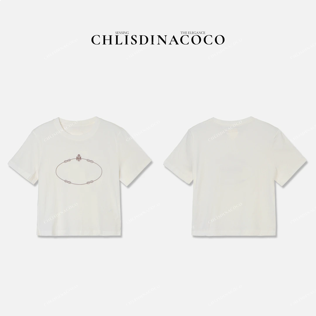 Chlisdinacoco“墨舞青雲”丨字母圆领短袖T恤C85190DT252