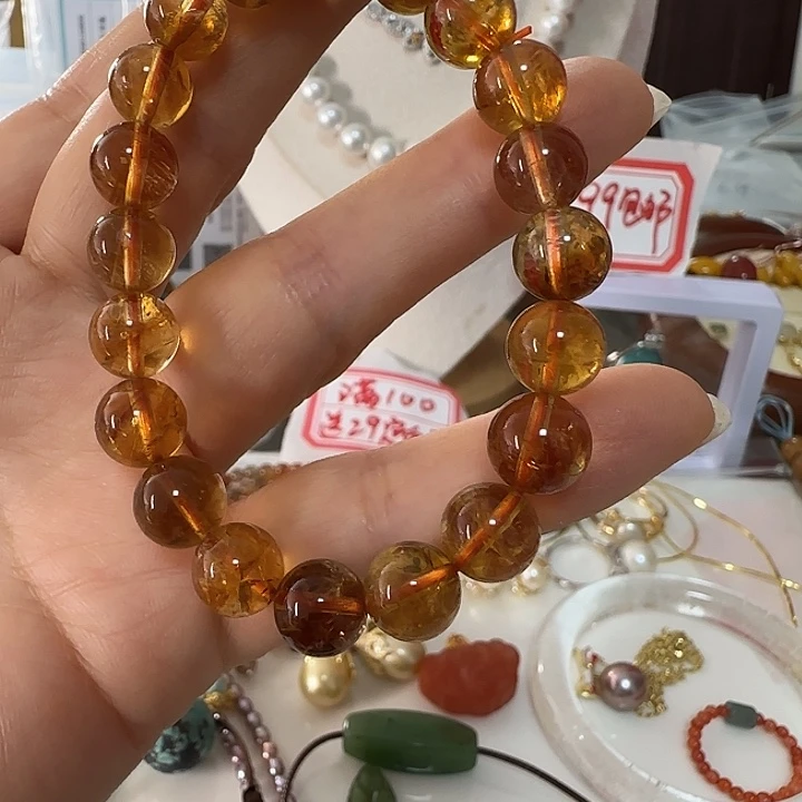 烟晶手串未镶嵌9.1加暴力黄正常结构天然