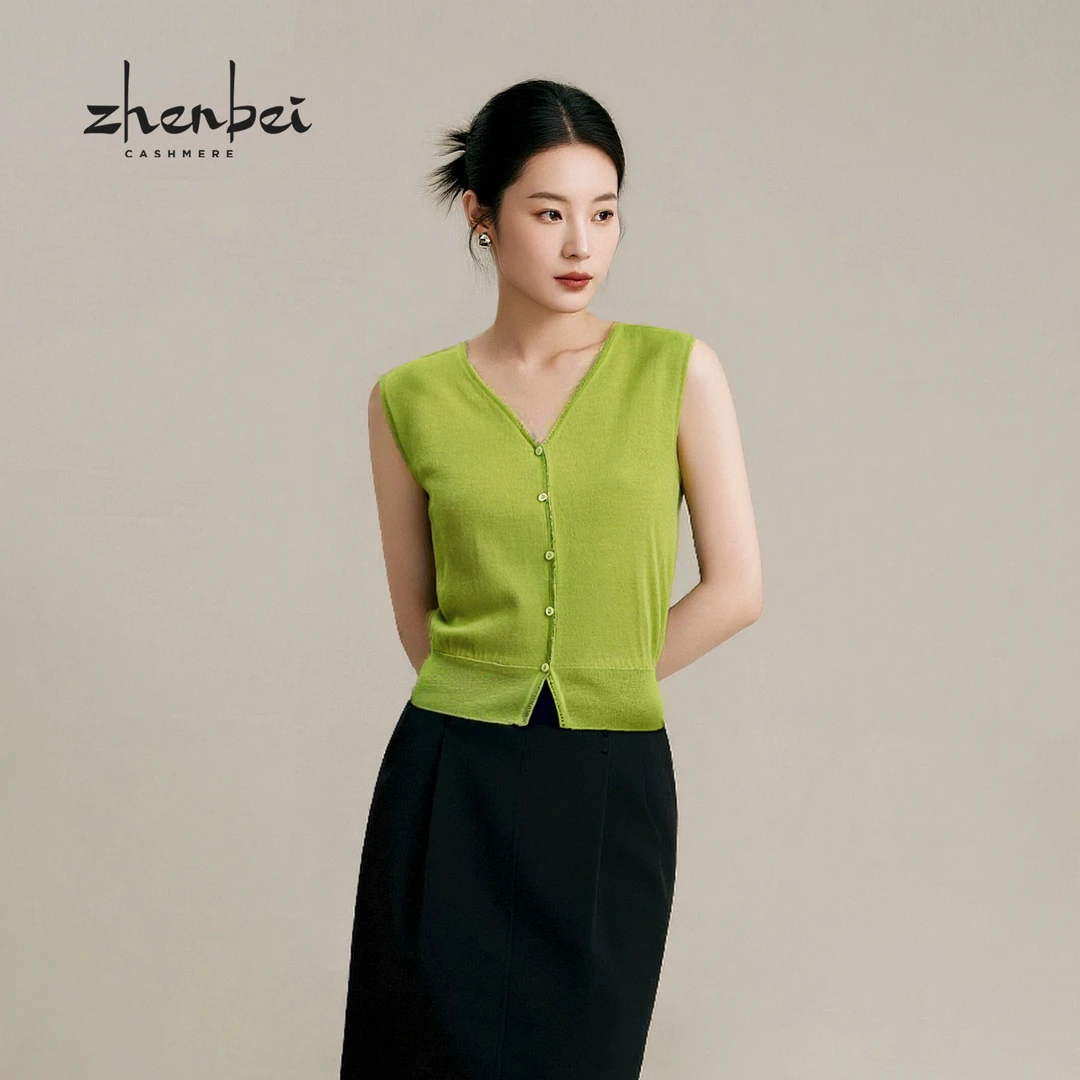 ZB/珍贝2025新款丝绒一体成型烫饰单穿女针织打底背心/67019