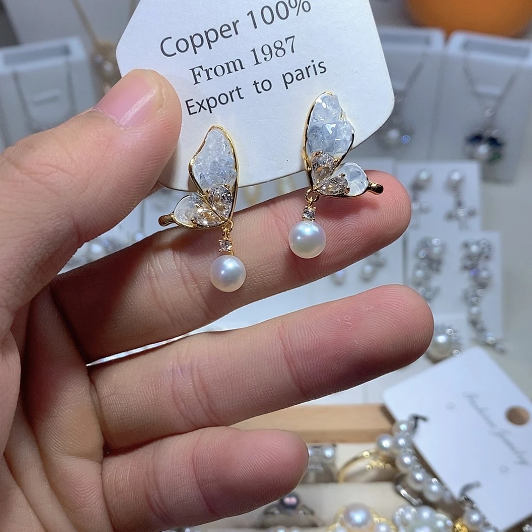 耳饰淡水珍珠银S925镶嵌