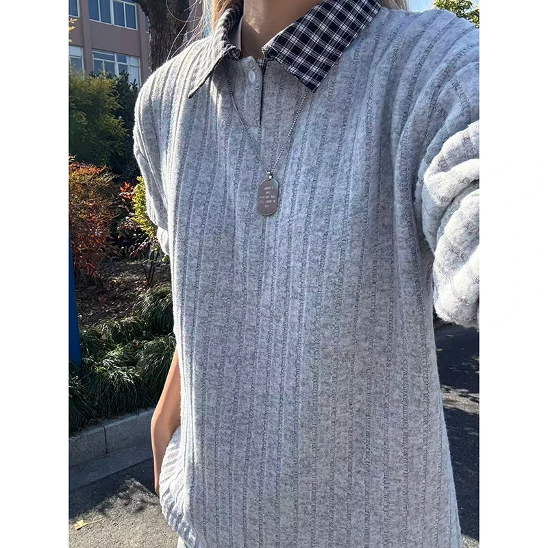 假两件条纹polo衫卫衣男款秋冬季加绒加厚长袖t恤美式内搭打底衫