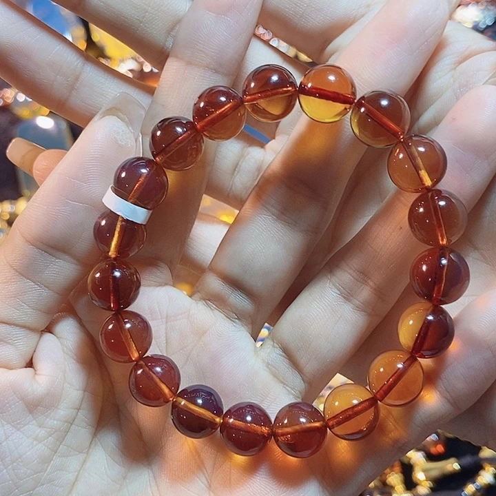 蓝珀未镶嵌珠宝奇石墨西哥红蓝手串10