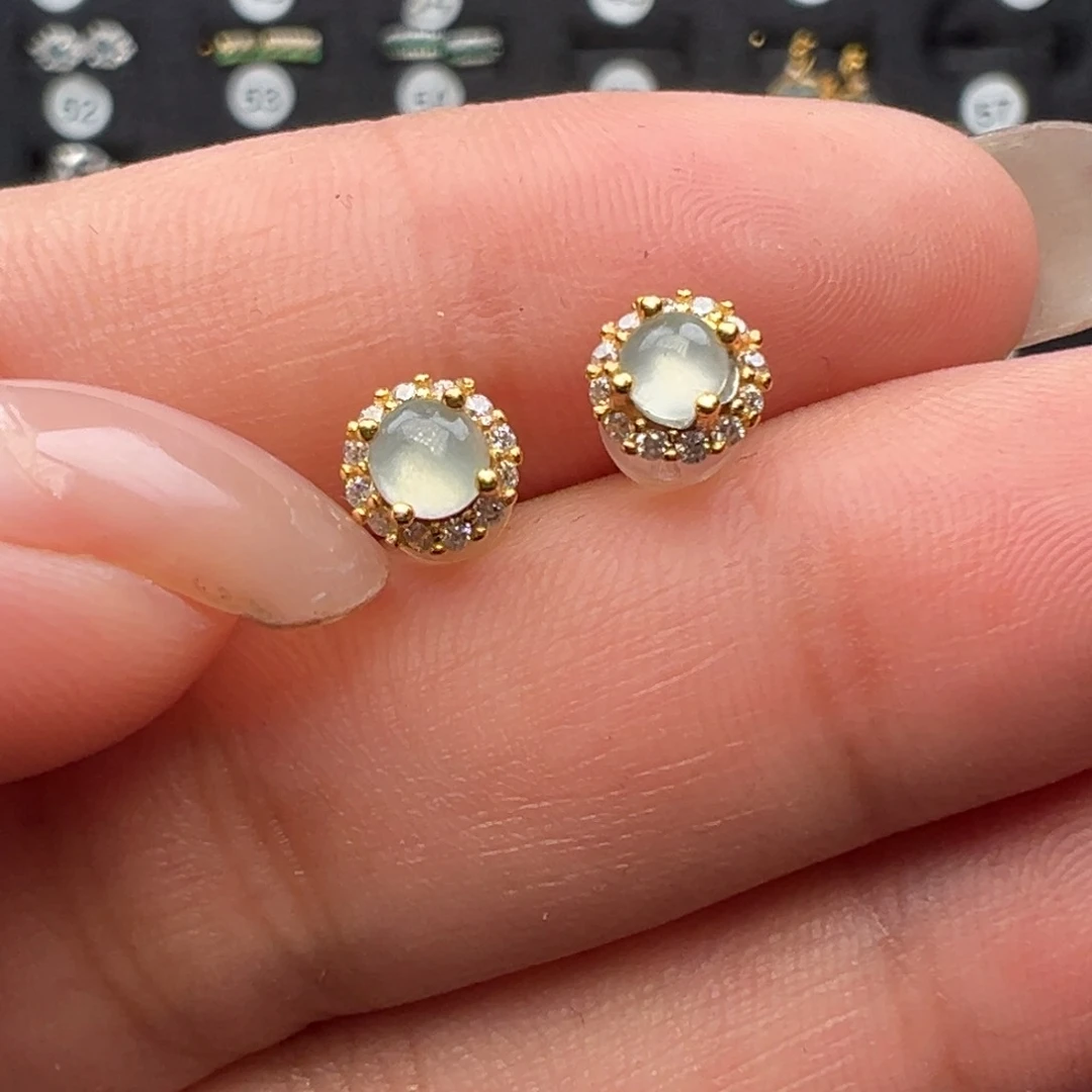 翡翠银S925镶嵌耳饰耳饰