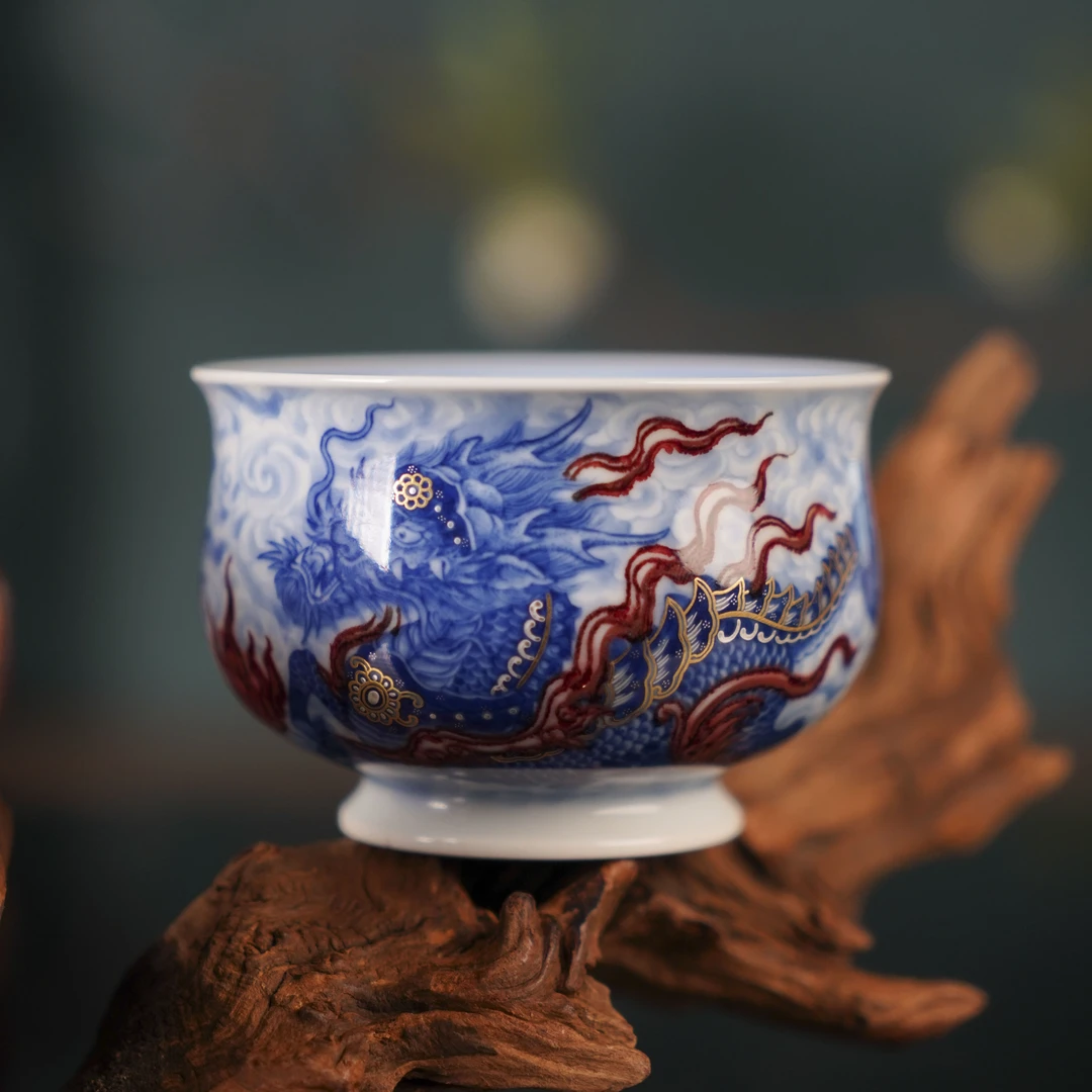（精选）永明尚玩双麒麟大炉式杯景德镇陶瓷高端茶具包邮