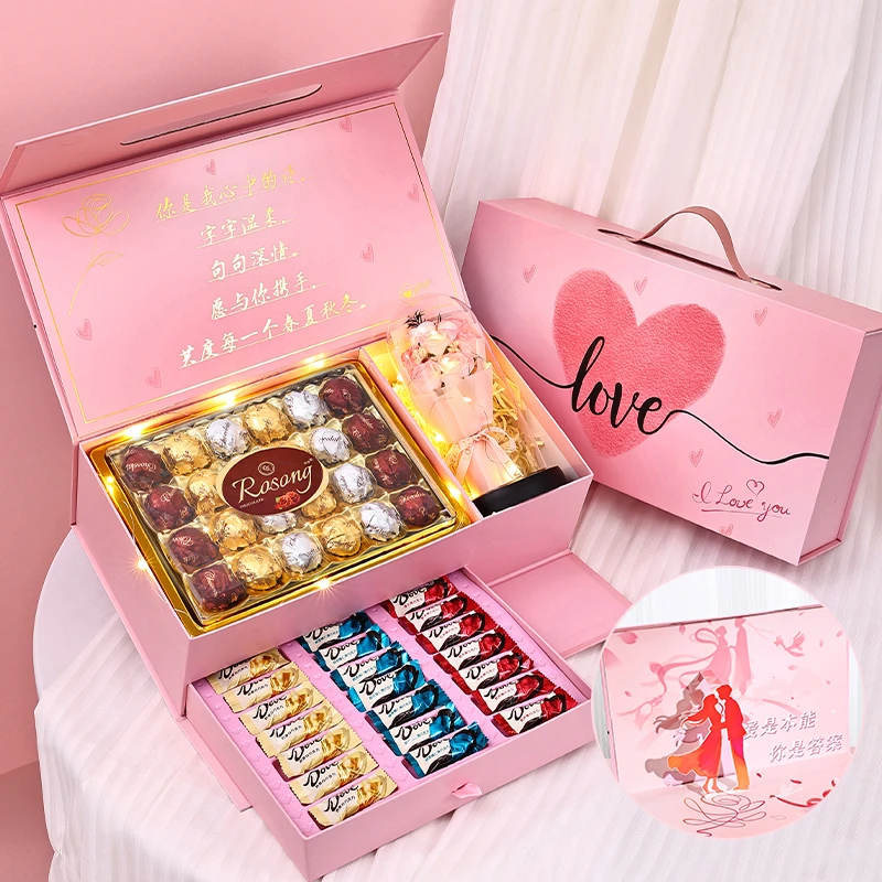 Dove/德芙圣诞情人节礼物巧克力礼盒永生花玫瑰高档浪漫表白礼物