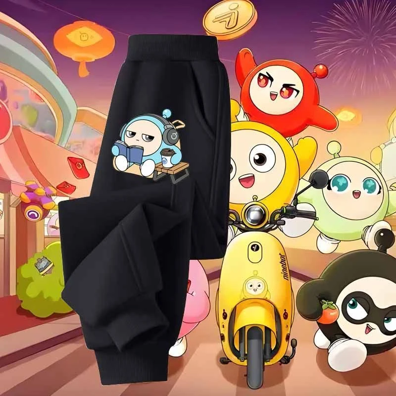 童装蛋仔派对艾比卡通印花秋冬新款儿童加绒卫裤男女宝宝休闲长裤