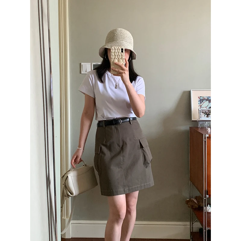 【现货款】花总吖【麦兜半裙】重工军绿色气质工装半裙R425G08001