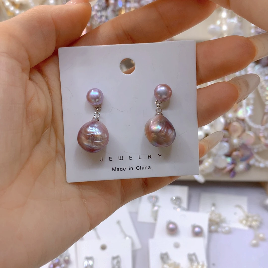 淡水珍珠耳饰银S925镶嵌