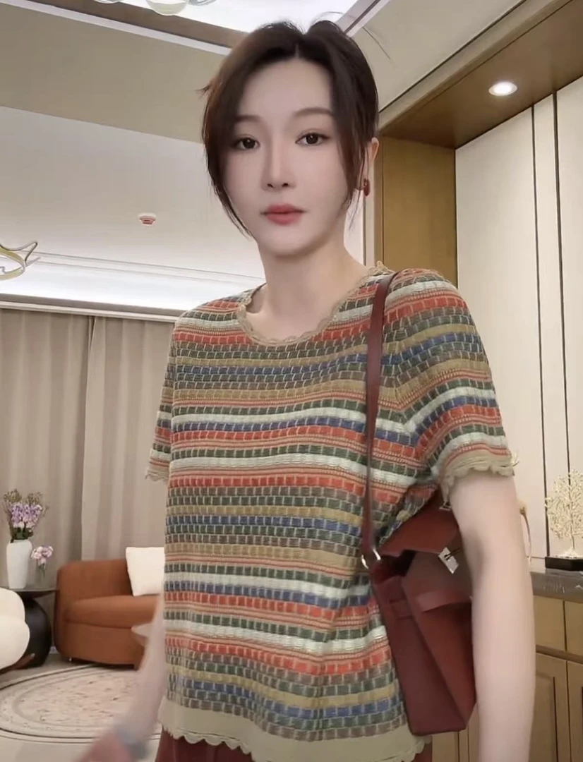 “斑斓”25春季新款彩条纹圆领针织衫 1127