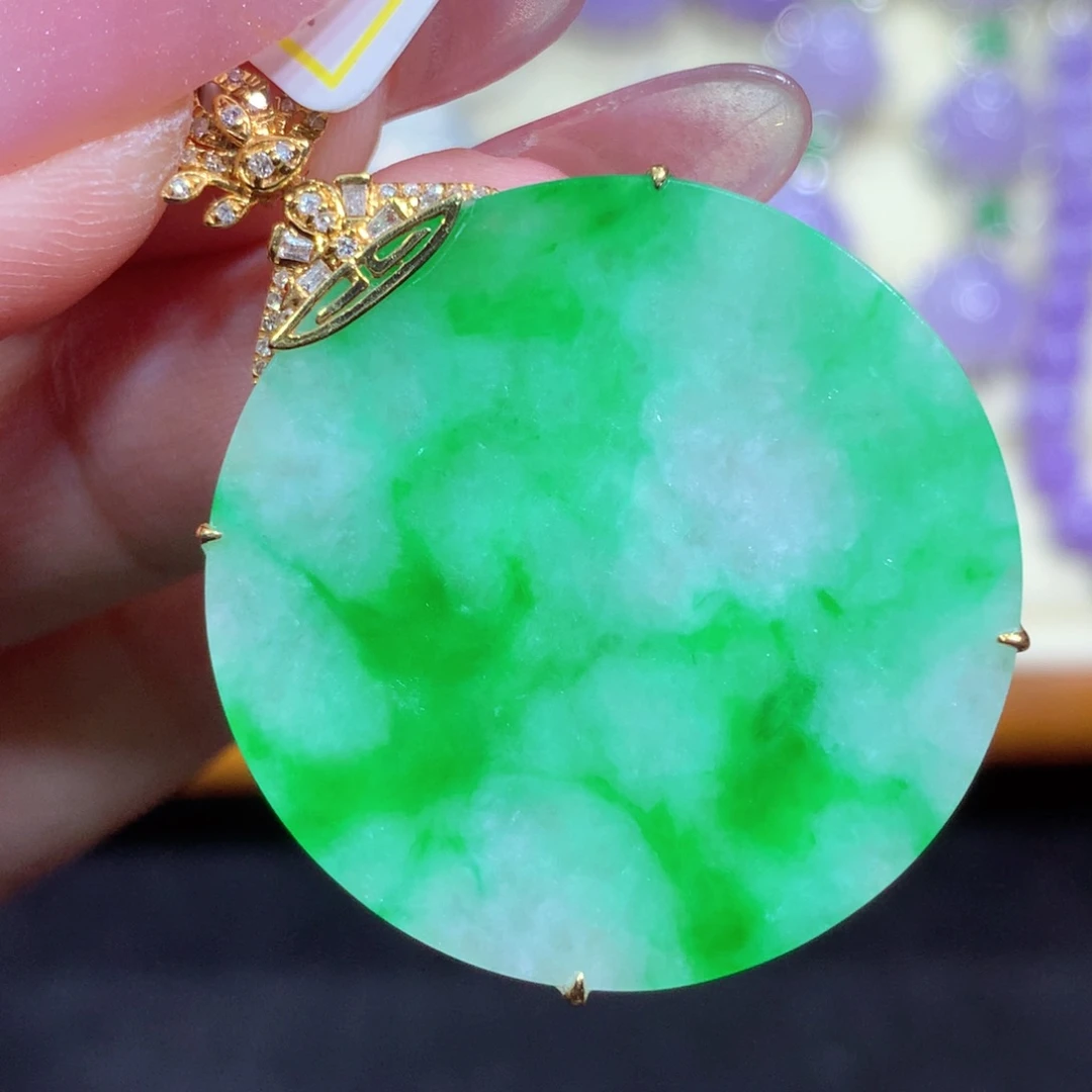 翡翠18K金镶嵌吊坠(不含链)