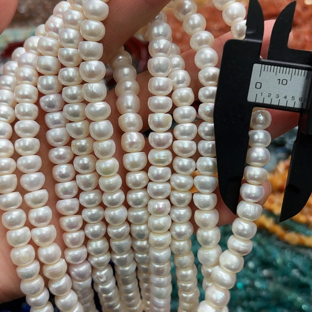玛瑙/玉髓未镶嵌珠宝半成品8-9馒头珍珠一条