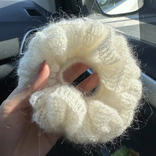 马海毛发圈发绳钩针毛线手工编织diy材料包钩织礼物头绳大肠发饰