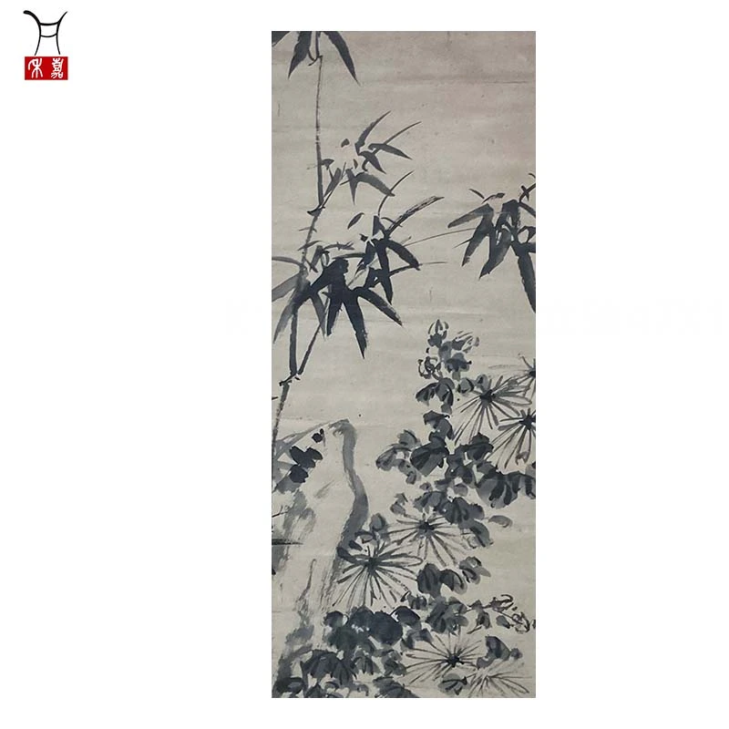 X1006竹菊立轴47X104/4.4平尺