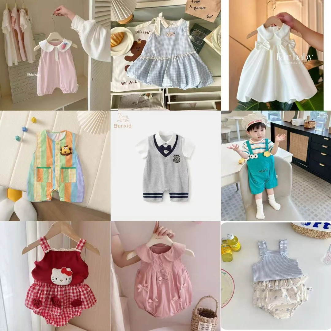 B001-B100夏款婴儿包屁连体衣服百天服公主服