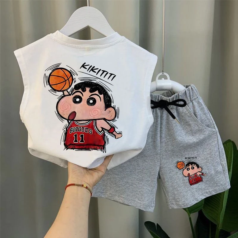 夏季男童童装儿童夏装背心套装新款薄款宝宝衣服无袖女孩两件套