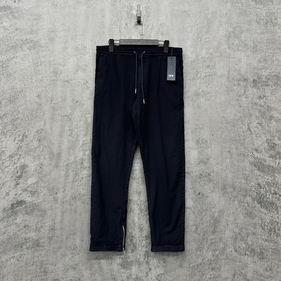 99新 DIOR/迪奥 25新款纯羊毛毛呢拉链藏青色休闲裤/RK407/52码