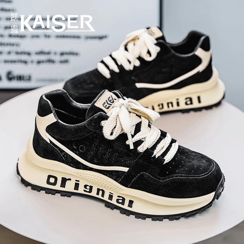凯撒男鞋百搭休闲运动鞋秋季耐磨软底透气阿甘鞋男士增高老爹鞋子