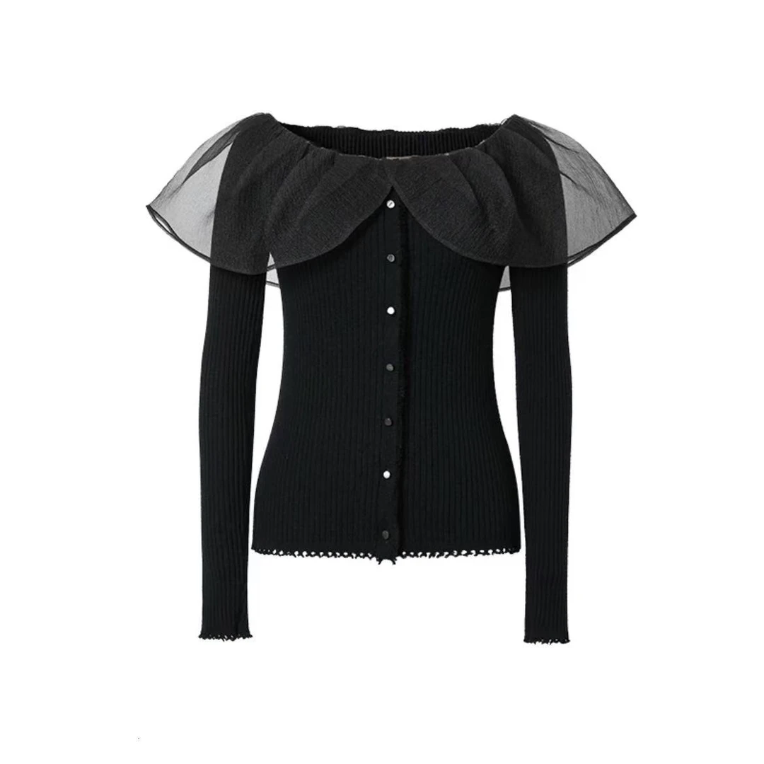 针织衫-828057蕾丝拼接长袖优雅