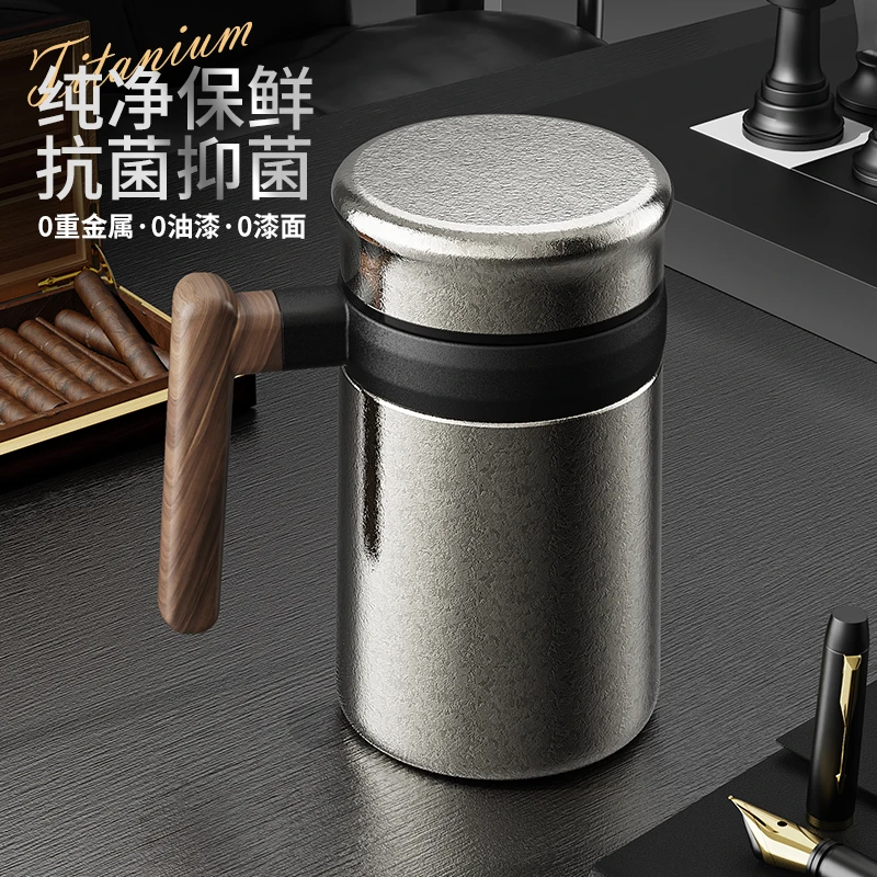 高档纯钛保温杯男2025新款高颜值办公室泡茶杯钛水杯保鲜杯子送礼