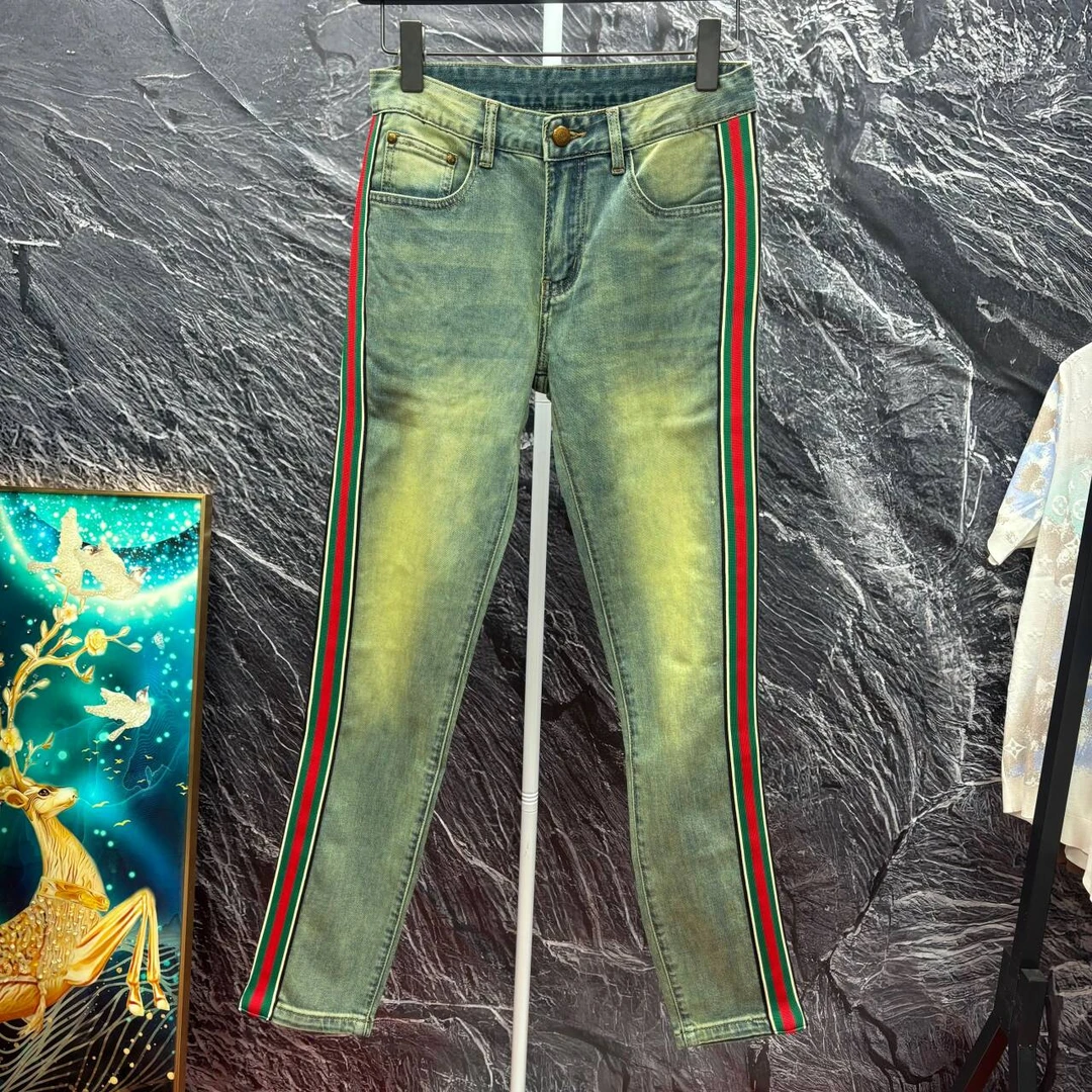 8830# 欧货高端条纹水洗牛仔裤