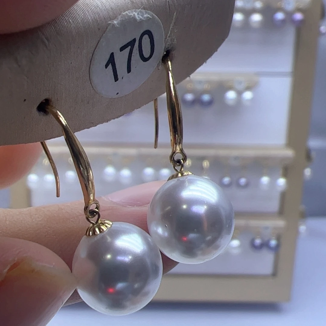 18K金镶嵌淡水珍珠耳饰