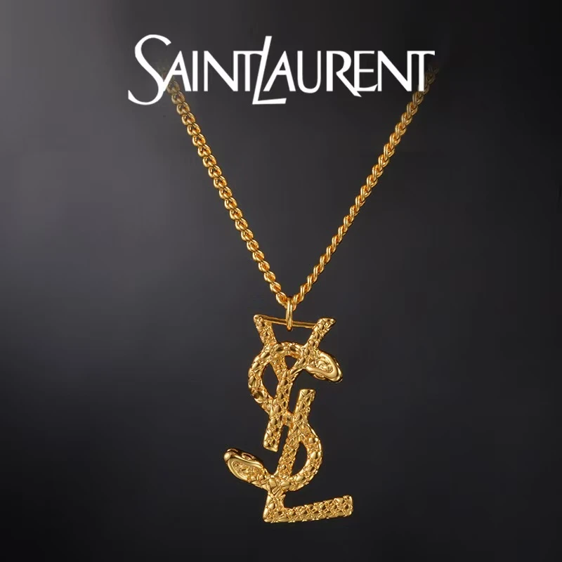 Saint Laurent圣罗兰灵睿系列金色毛衣链项链