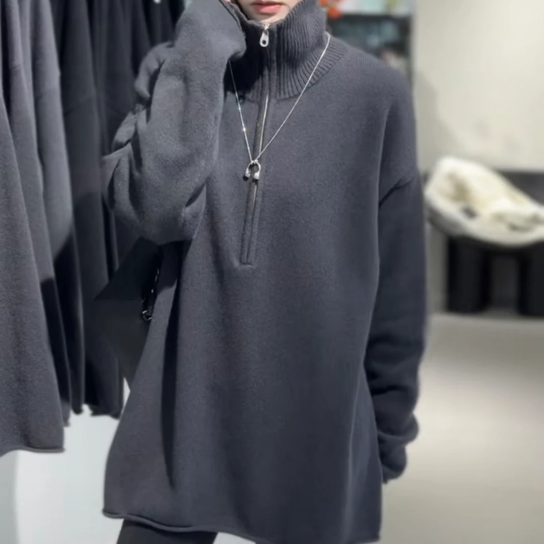 TYZ-8501秋冬新款立领半拉链中长款100分羊毛女时尚遮屁股上衣潮