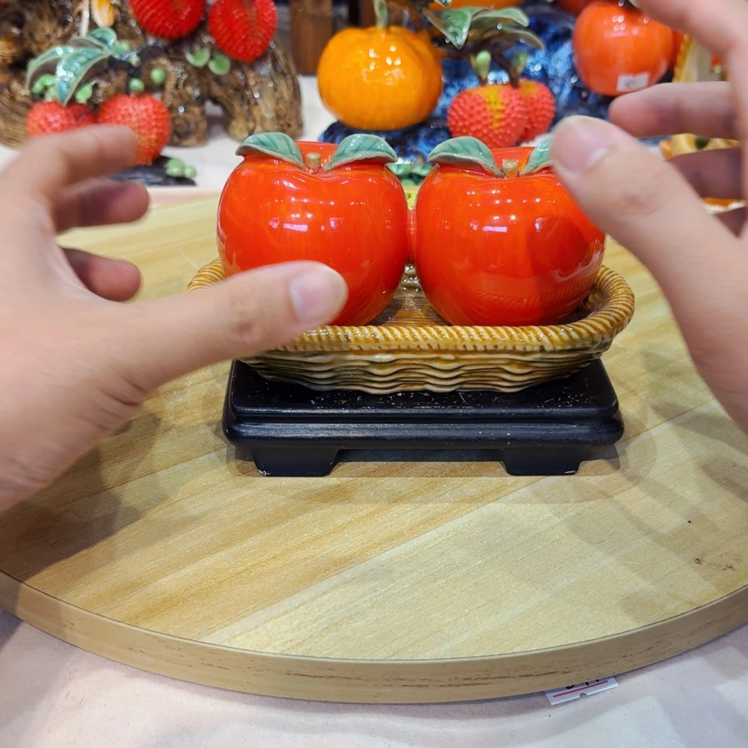 陶瓷双苹果篮子88米带底座