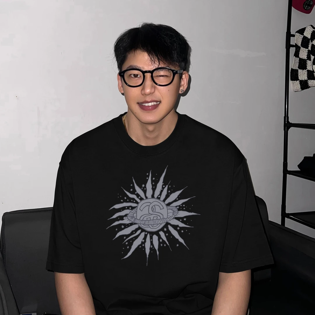 HIP潮牌美式男士高级感痞帅短袖高街vibe印花半袖T恤宽松重磅上衣