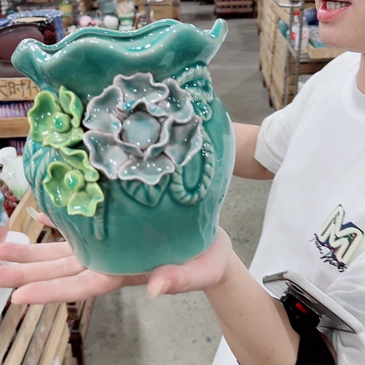 有孔，凑10元包邮陶瓷花盆发货！