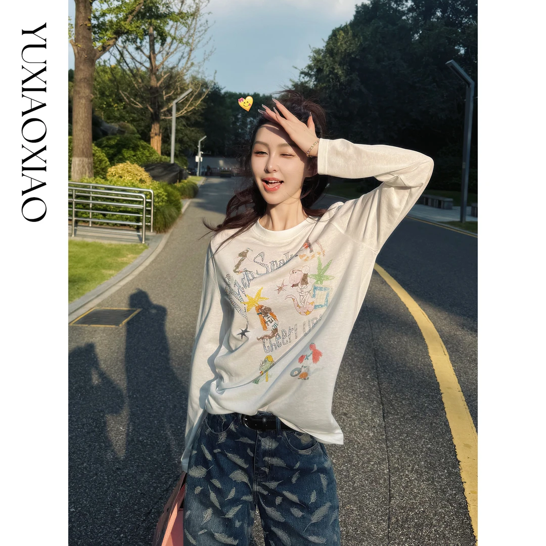 余潇潇【疯狂动物城】莱赛尔棉感经典烫钻立体印花垂感弹力长袖T恤