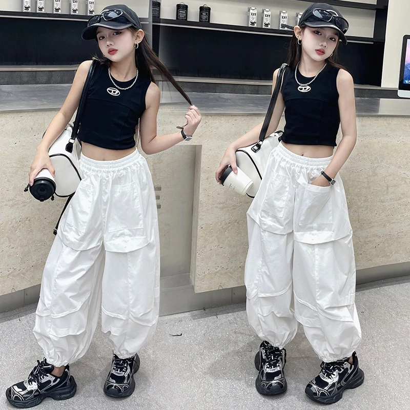 工装裤女童夏季2025新款儿童潮酷穿搭套装女大童夏装薄款裤子童装