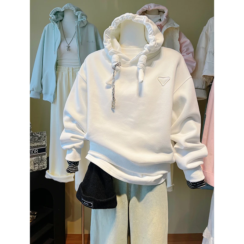 美式重磅慵懒连帽衫春秋新款2026爆款超好看减龄宽松情侣卫衣外套
