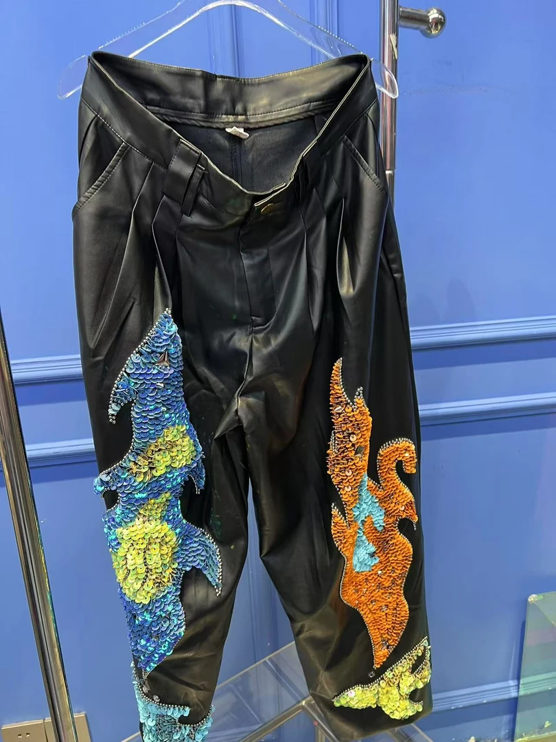 D00092 休闲裤网红轻奢时尚百搭夏季潮流设计师黑色春季个性裤