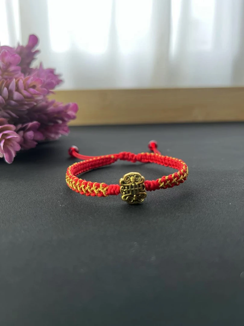 （成品）非金属布艺蛇年发财红绳龙麟手绳情侣闺蜜礼物
