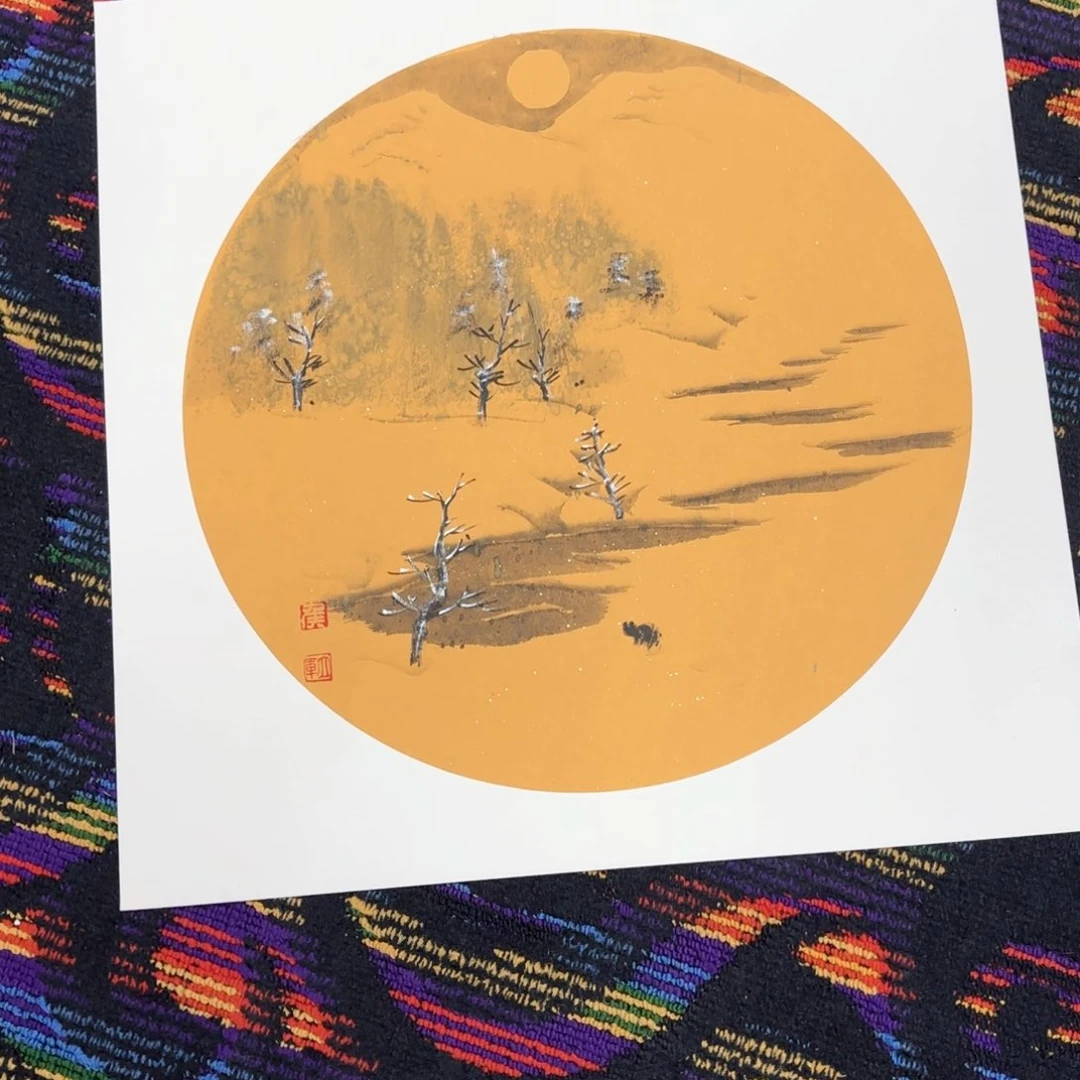 国画候立军卡纸童