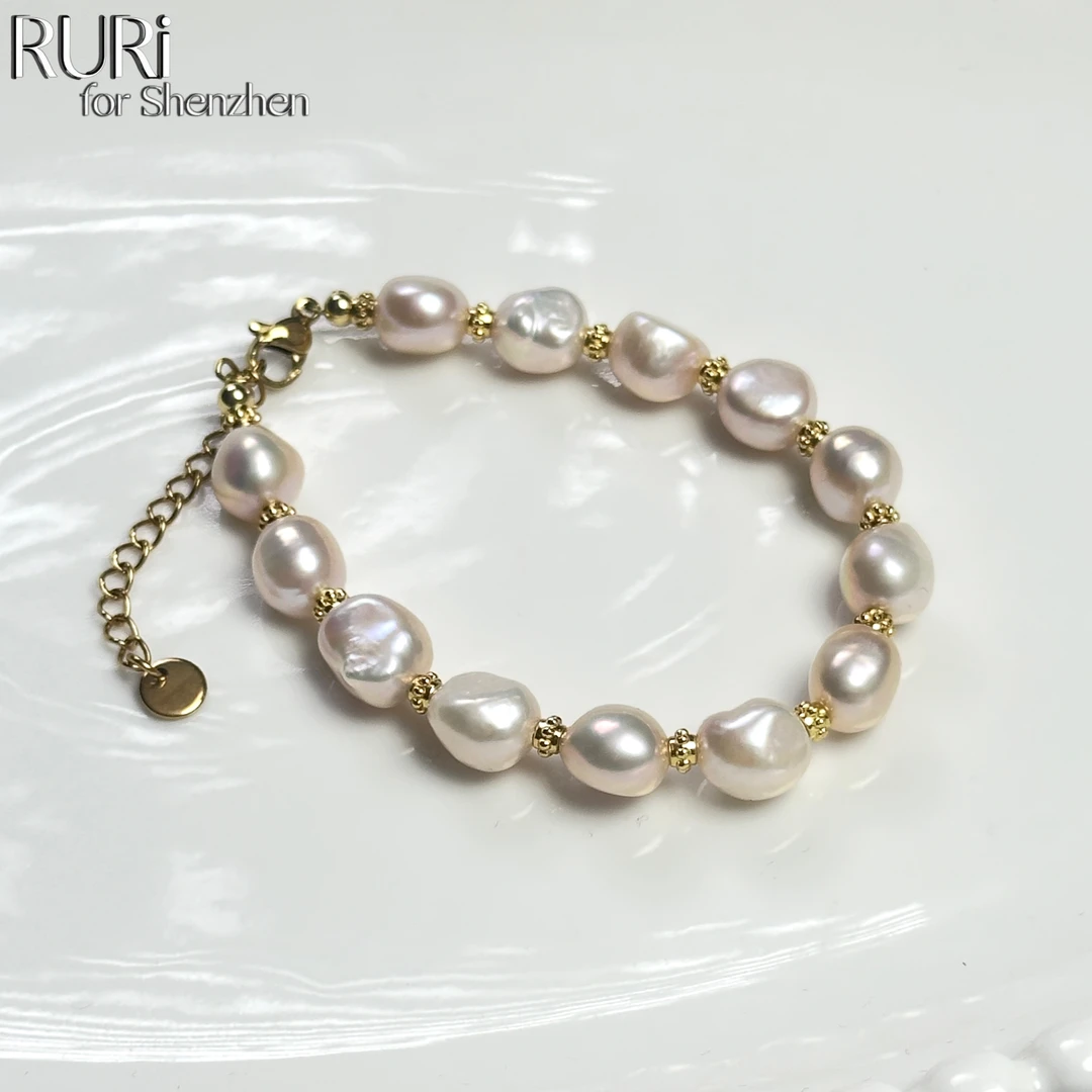 珍珠手链 炫彩近圆巴洛克珠珠手链 ZB251186