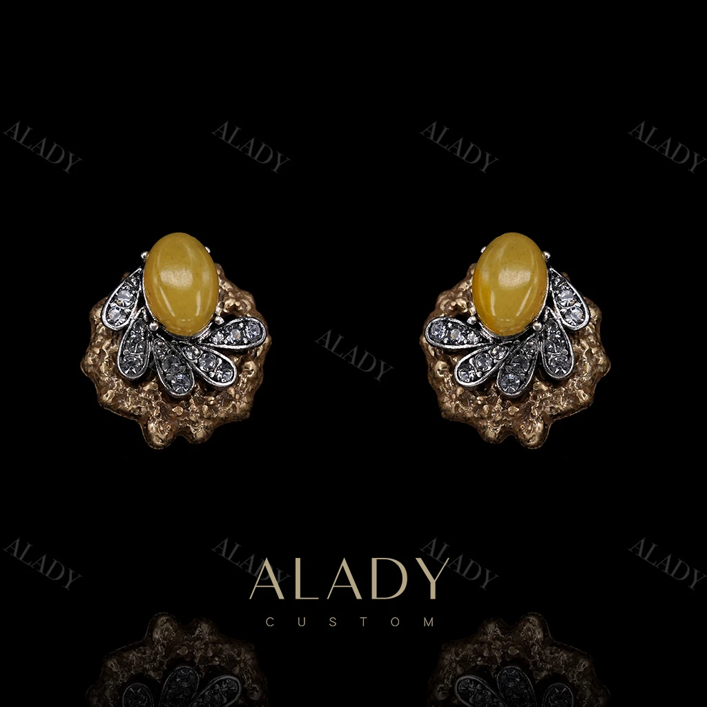 合金合成锆石耳饰 【冬日色彩】低调优雅秋冬暖阳闪耀气质耳钉