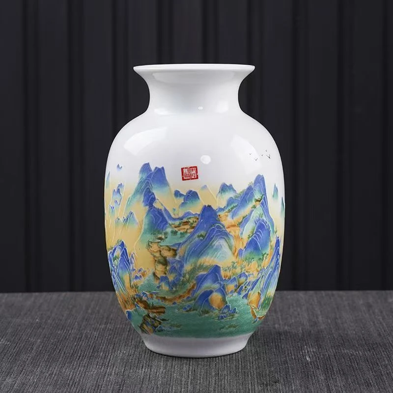 景德镇千里江山图赏瓶