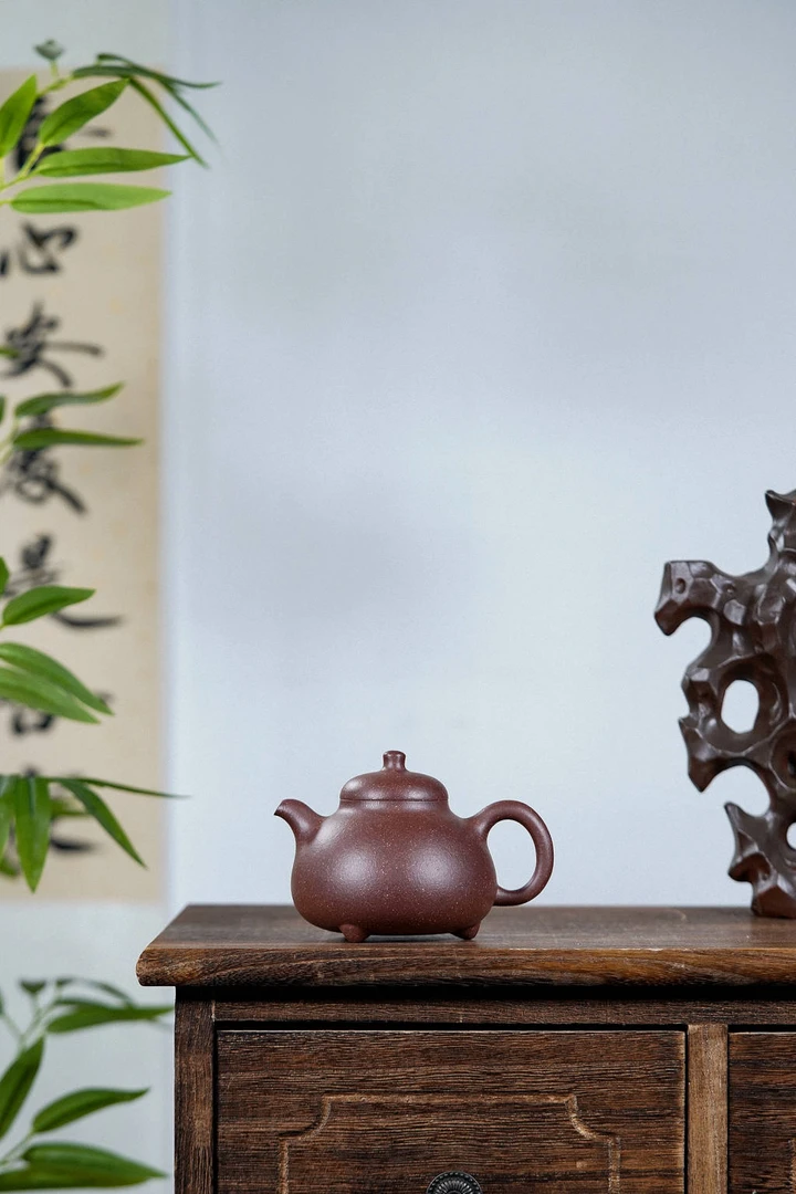 宜兴紫砂壶三足乳鼎千禧紫泥230cc无添加不酸洗不抛光大内推