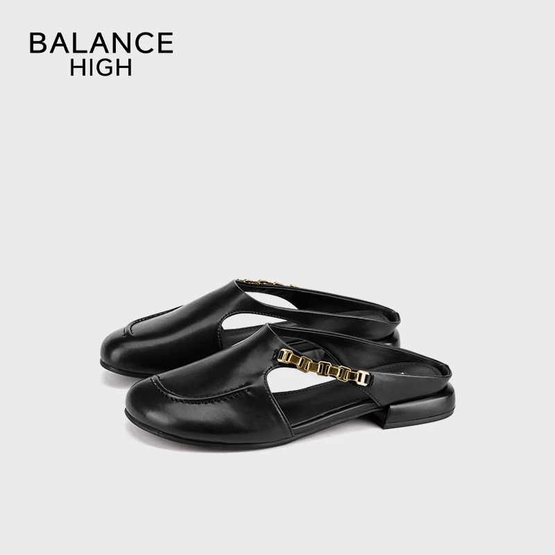 HIGHBALANCE/668893新款2025春款法式时尚舒适百搭低跟拖鞋B