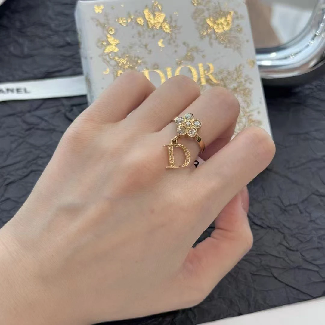 95新 DIOR/迪奥 迪奥花朵logo戒指