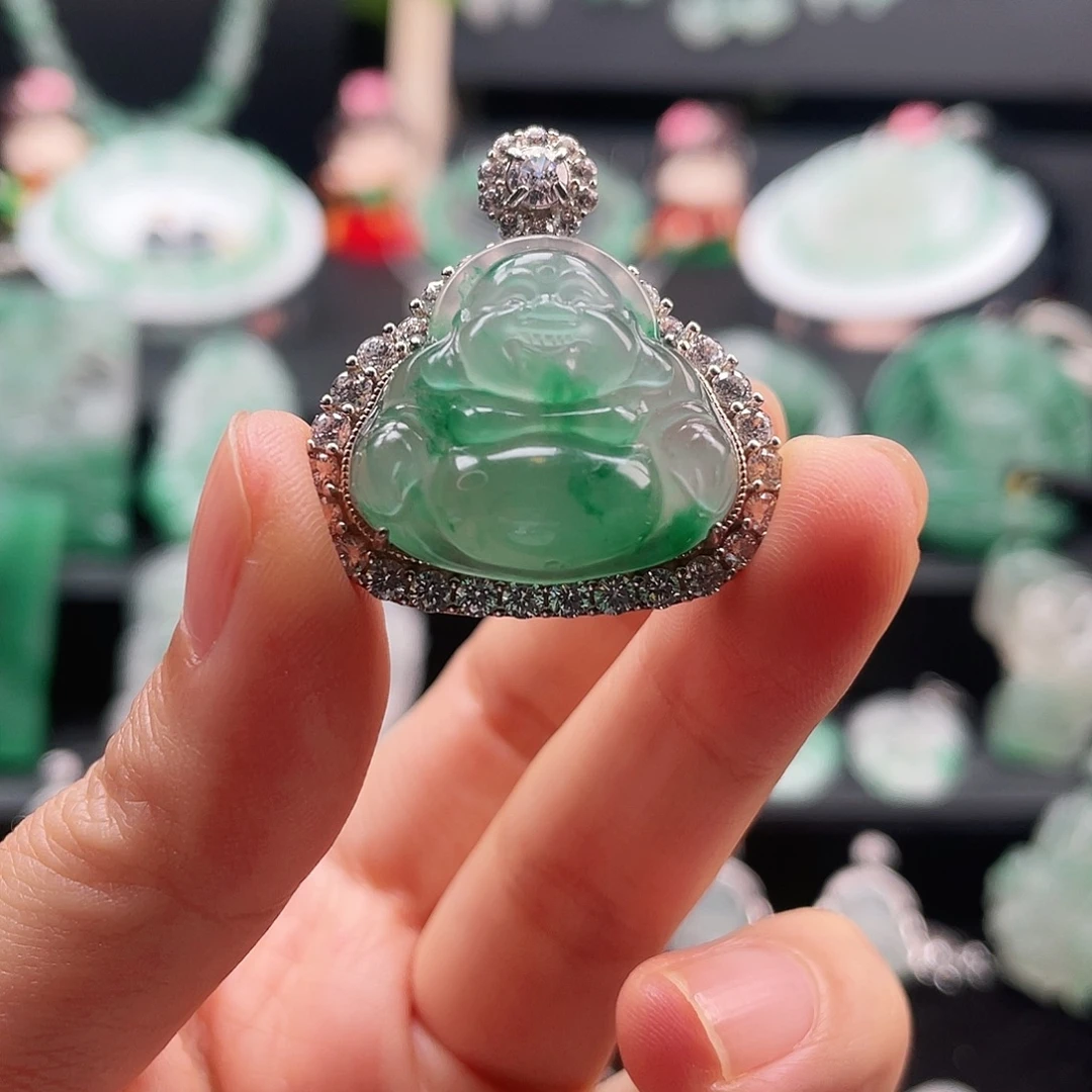 石英质玉银S925镶嵌吊坠(不含链)